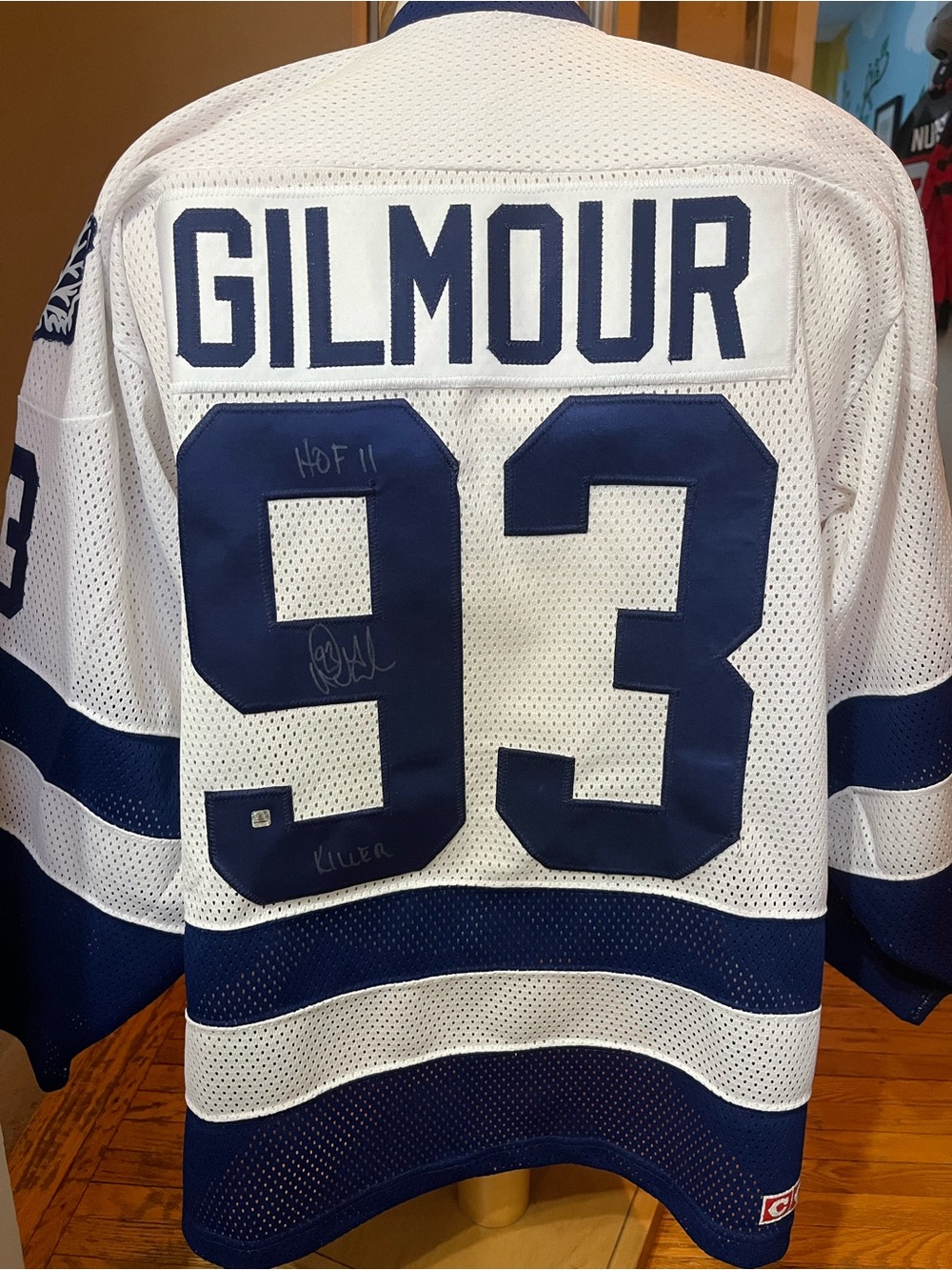 CCM White and Navy GILMOUR #93 Autographed Hockey Jersey